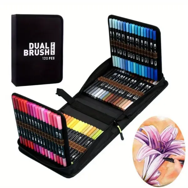 120 Color Dual Brush Tip Marker Set - Image 4