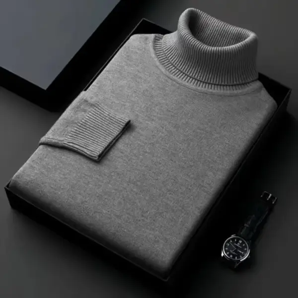 Mens Turtleneck Knitted Sweater Pullover - Image 12