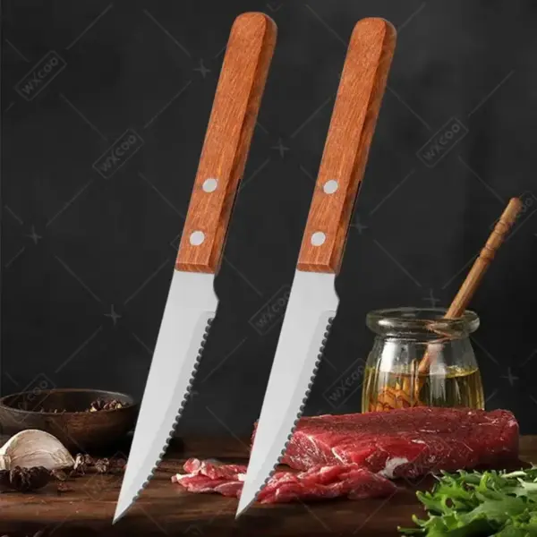 Stainless Steel Steak Knife Set with Wooden Handle