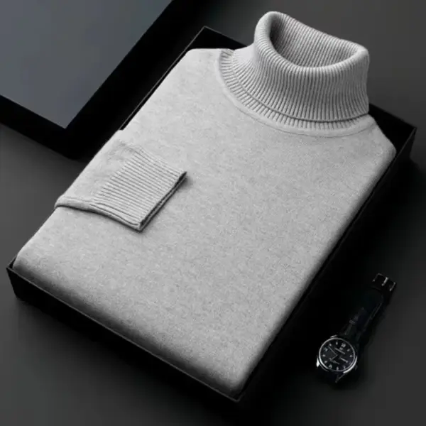 Mens Turtleneck Knitted Sweater Pullover - Image 9