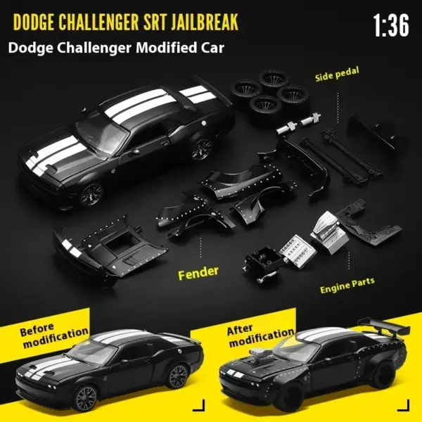 1:36 Scale Metal Dodge Challenger Model Car - Image 8