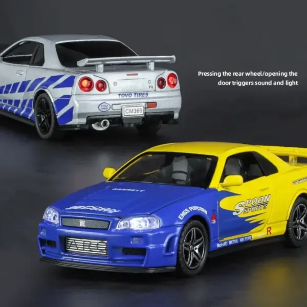 1:32 Nissan GTR R34 Diecast Model Car - Image 4