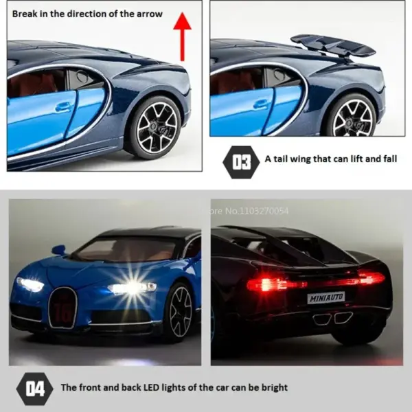 1/32 Bugatti Chiron Diecast Car Model - Image 4