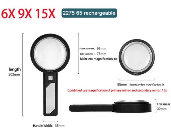 Illuminated Handheld Magnifier with 8 LED Lights - Image 8