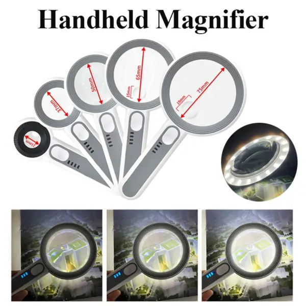 Rechargeable Handheld Magnifier with LED Light