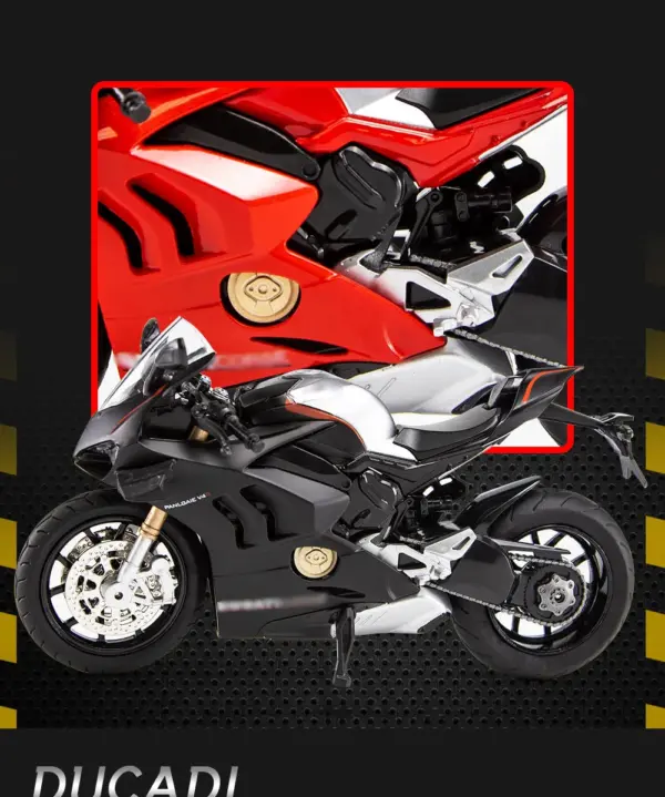 1:12 Scale Red Ducati V4S Diecast Motorcycle - Image 5