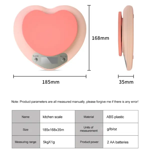 Heart-Shaped Digital Kitchen Scale 5kg/2kg - Image 6