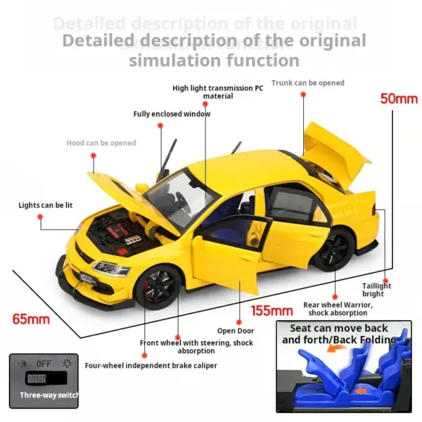 1:32 Lancer Evolution Diecast Model Car - Image 5