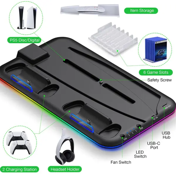 PS5 Turbo Cooling Stand with Controller Charger - Image 2