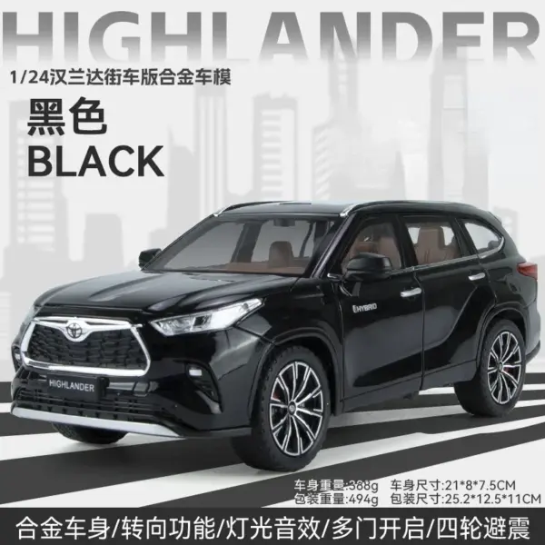 1:24 Toyota Highlander Diecast Metal Model Car - Image 11