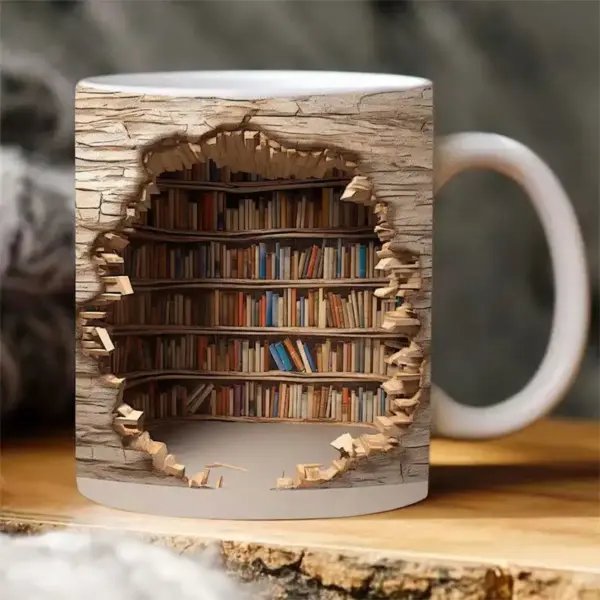 3D Bookshelf Mug Creative Ceramic Design - Image 4