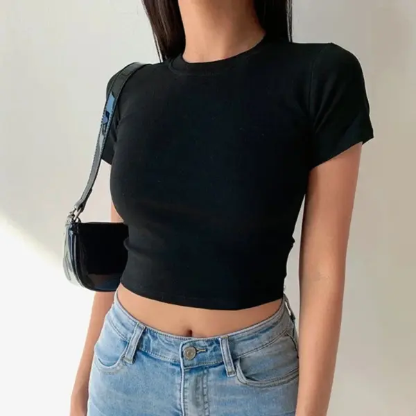 Casual Women's Short Sleeve Crop Top