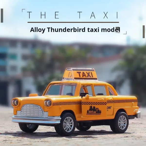 1:36 Scale Yellow Alloy Taxi Car Model - Image 4