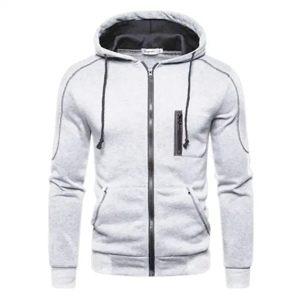 Men's Fleece Lined Winter Hoodie with Zipper - Image 12