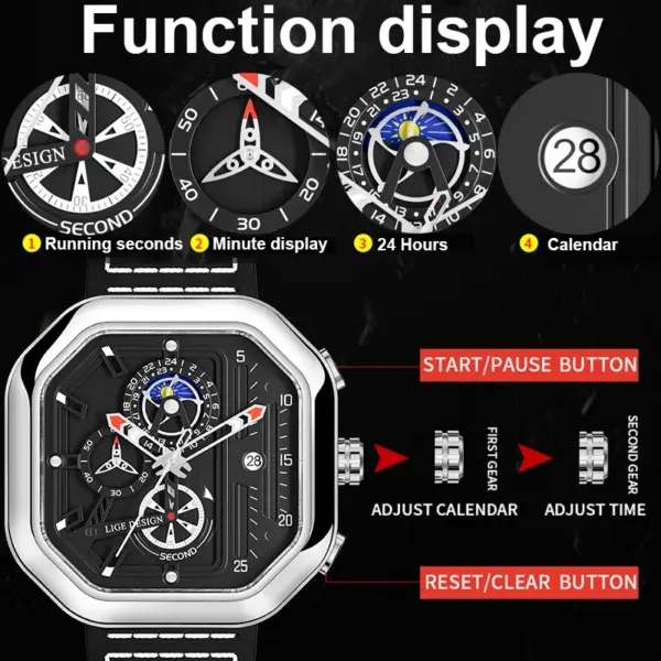 Luxury Men's Quartz Sports Watch with Luminous Dial - Image 3
