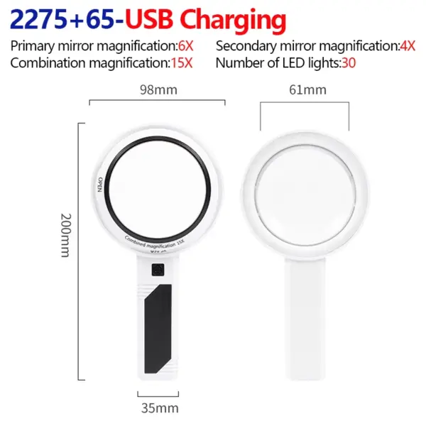 LED Handheld Magnifying Glass with 20X Zoom - Image 10