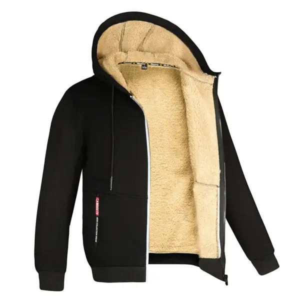 Men's Warm Zip Up Plush Hoodie - Image 2