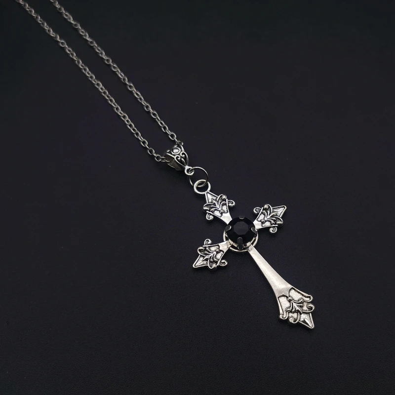 Gothic Punk Cross Drill Pendant Necklace 11 Gothic Punk Cross Drill Pendant Necklace - Image 11