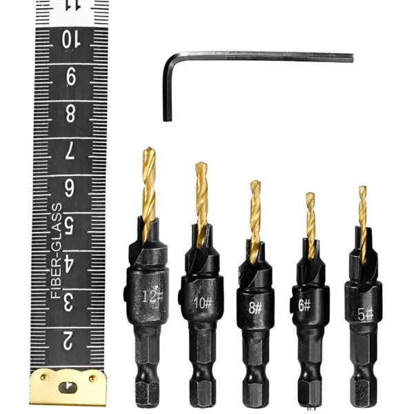 5-Piece Woodworking Countersink Drill Bit Set - Image 2