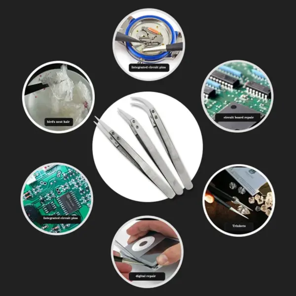 Precision Ceramic Tweezers Set 3-Piece - Image 5