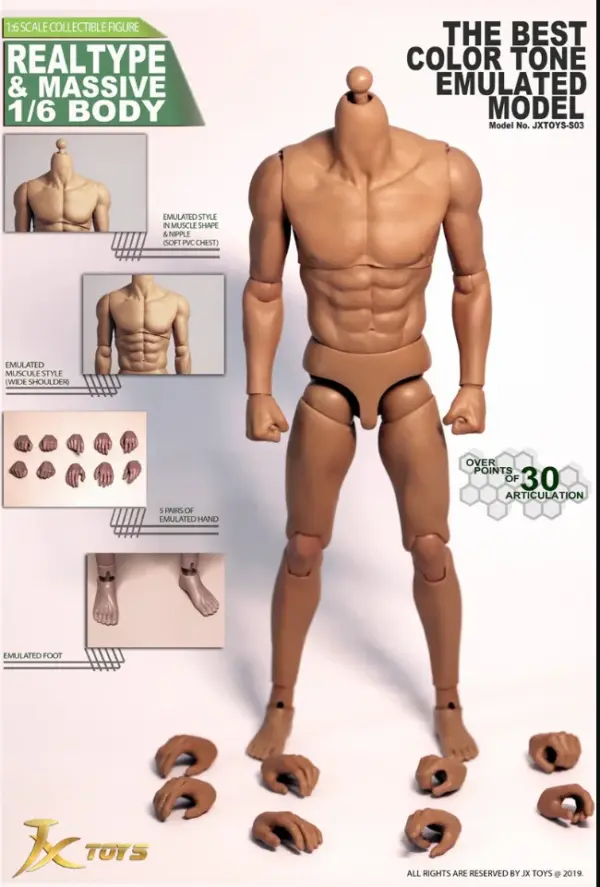 1/6 Scale Male Muscle Action Figure Body - Image 3
