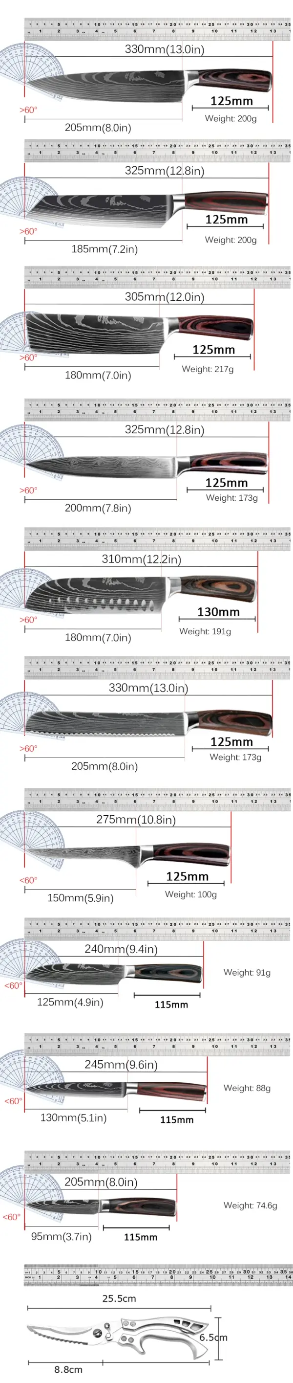 Japanese Chef Knife - 13 Inch Stainless Steel - Image 6