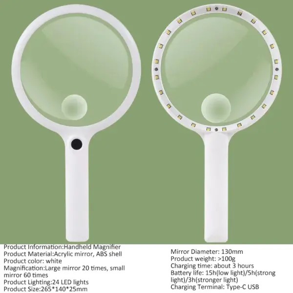 Rechargeable Handheld Illuminated Magnifier 40/30/20X - Image 8