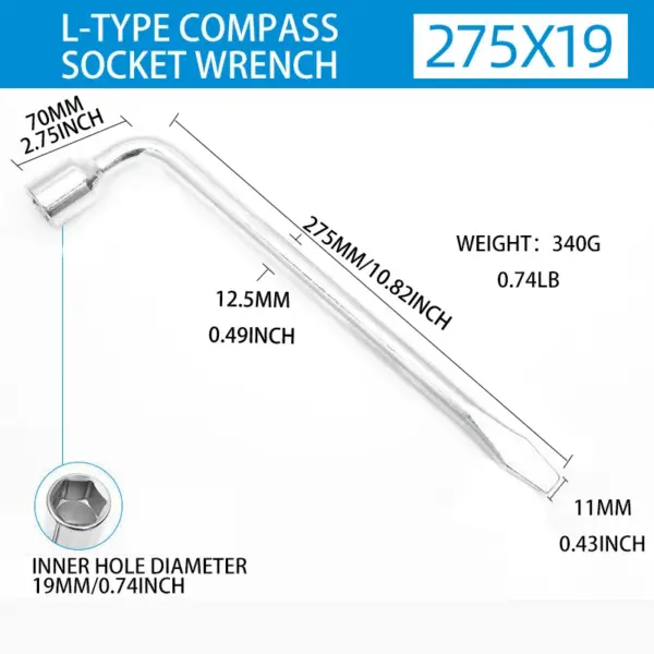 L Type Hexagonal Head Tire Lug Wrench - Image 5