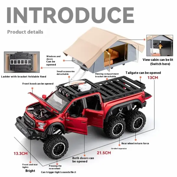 1:24 Ford Raptor F150 Diecast Model Truck - Image 2