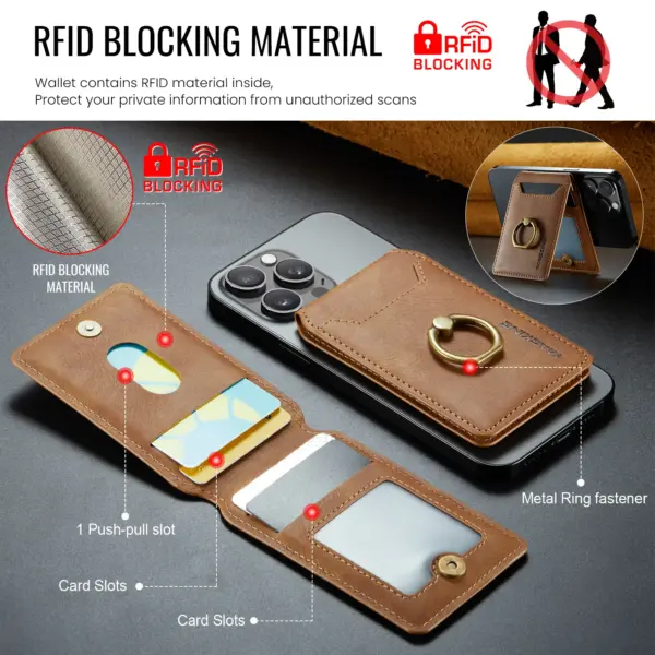 Magnetic Leather Card Holder for iPhone Models - Image 3