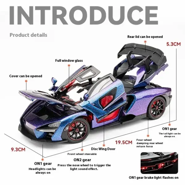 1:24 McLaren Senna Diecast Car Model - Image 4