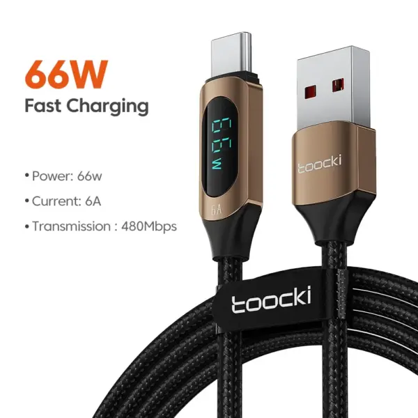 Toocki 100W Type-C Charging Cable 1m with LED - Image 7