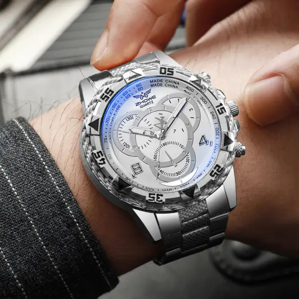 Men's Stainless Steel Quartz Watch 45mm Dial - Image 3