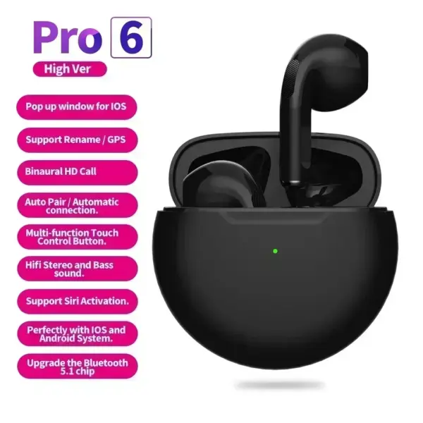 Air Pro 6 TWS Bluetooth Earbuds with Mic - Image 7