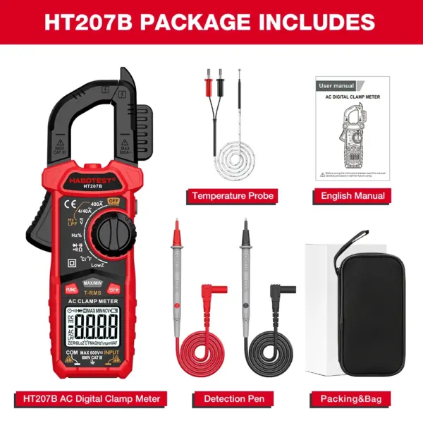 HT207 True RMS Digital Clamp Meter 600A - Image 8