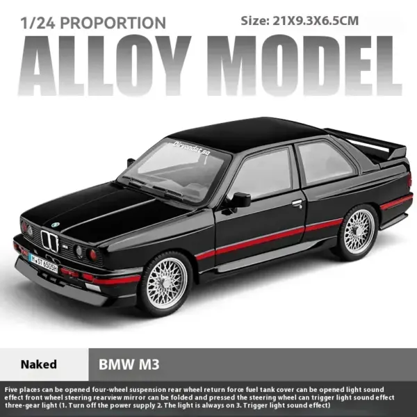 1:24 BMW M3 E30 Metal Diecast Car Model - Image 21