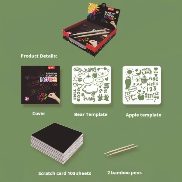 100PCS Rainbow Scratch Drawing Note Cards - Image 5