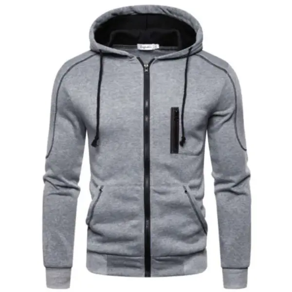 Men's Fleece Lined Winter Hoodie with Zipper - Image 9
