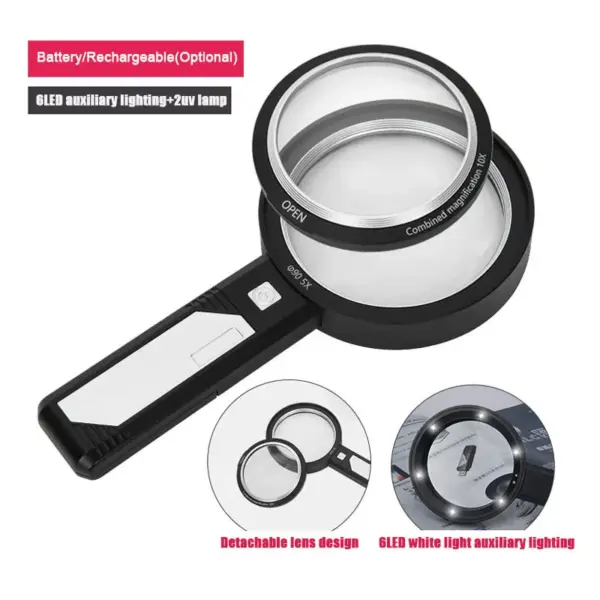 Illuminated Handheld Magnifier with 8 LED Lights - Image 5