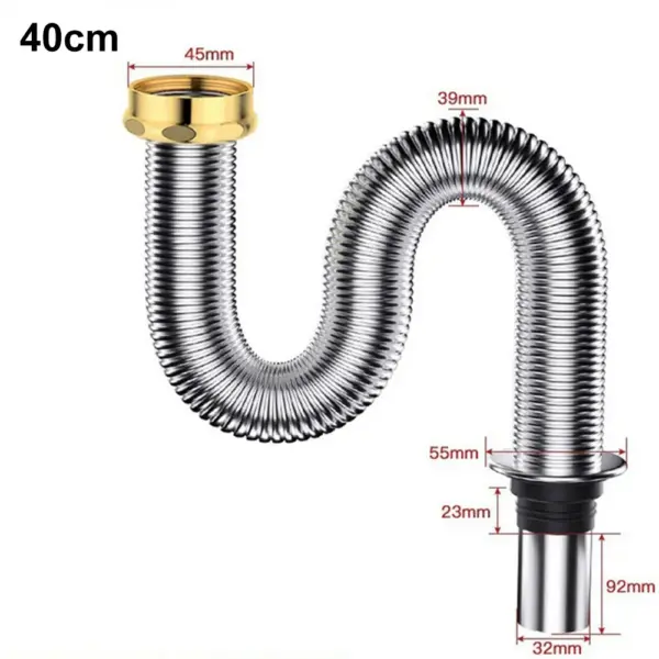 Stainless Steel Flexible Sink Drain Hose 40/60cm - Image 2