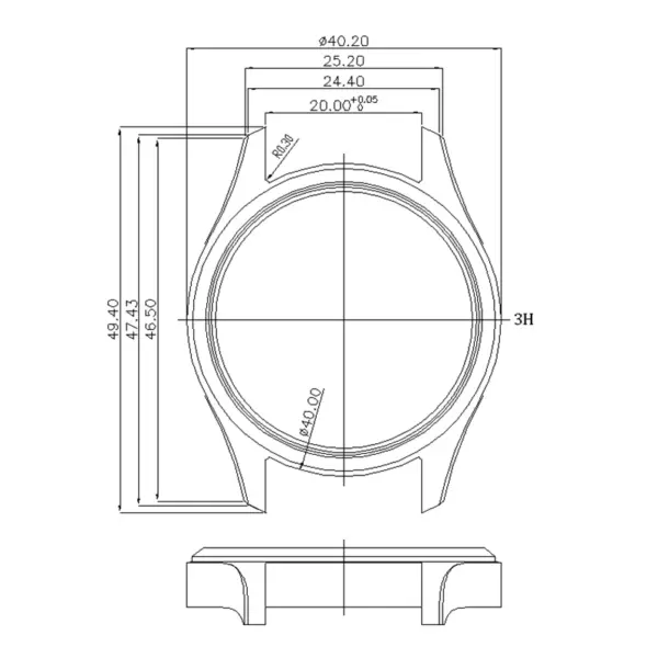 40mm Stainless Steel Watch Case for Seiko Movement - Image 6