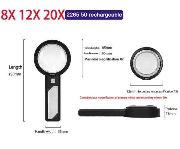 Illuminated Handheld Magnifier with 8 LED Lights - Image 11