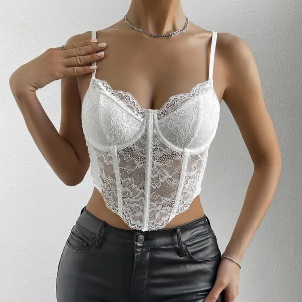 Lace Embroidered Backless Crop Top for Women - Image 7