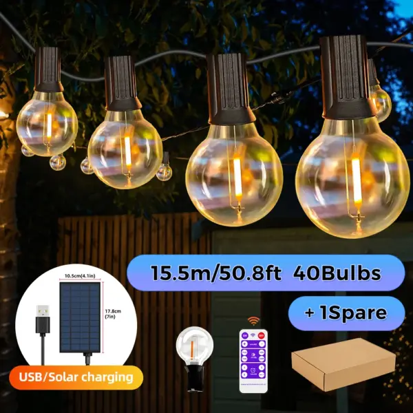 Solar G40 LED String Lights for Outdoor Use - Image 9