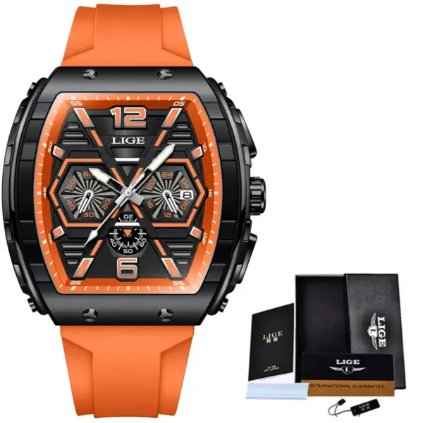 LIGE Men's Luxury Square Silicone Watch - Image 12