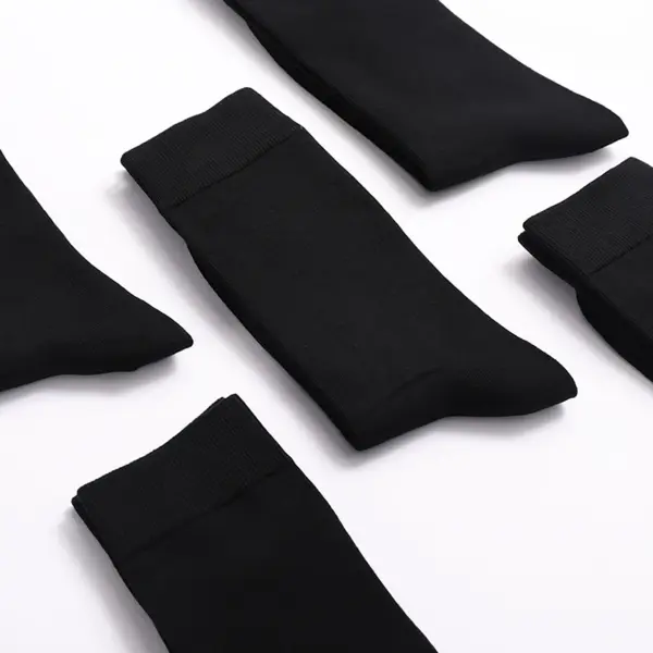 6 Pairs Men's Black Dress Socks Crew - Image 2
