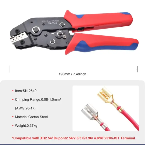 Ratcheting Crimping Tool for JST Dupont Terminals - Image 2