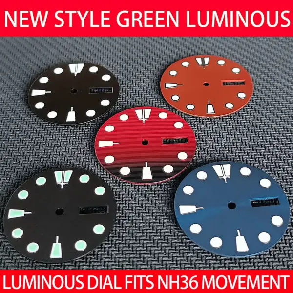 28.5mm Green Luminous Watch Dial for NH35/NH36 - Image 2