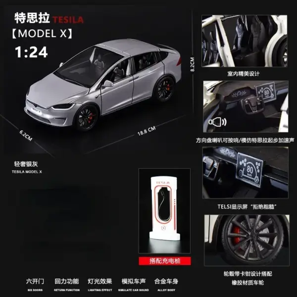 1:24 Tesla Model X Diecast Alloy Car Model - Image 12