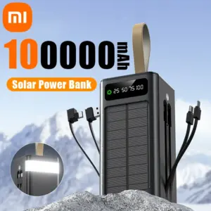 100000mAh Solar Power Bank with Built-in Cables